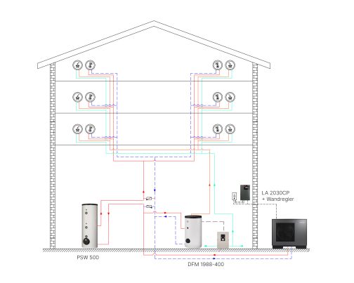 Grafik-Warmwasserbereitung-Wärmepumpe-zentral