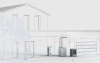 M Flex Cooling von Dimplex vor Haus